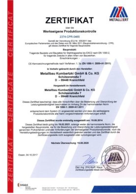 WPK-Zertifikat DIN EN 1090